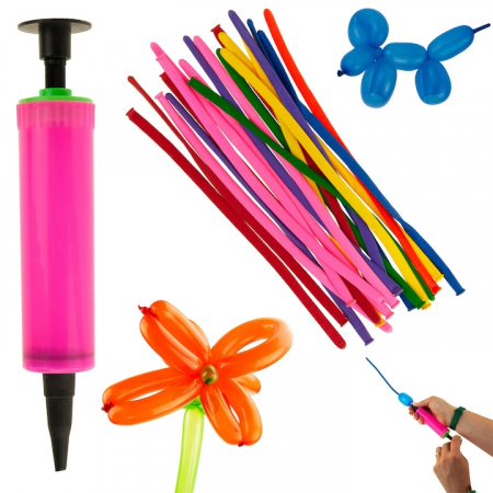 TOATE PRODUSELE - Set de 20 baloane pentru modelare si pompa, Reetoys, multicolor