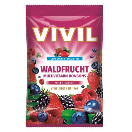 BOMBOANE SI JELEURI - VIVIL Bomboane fara zahar Multivitamin fructe de padure, 120 g