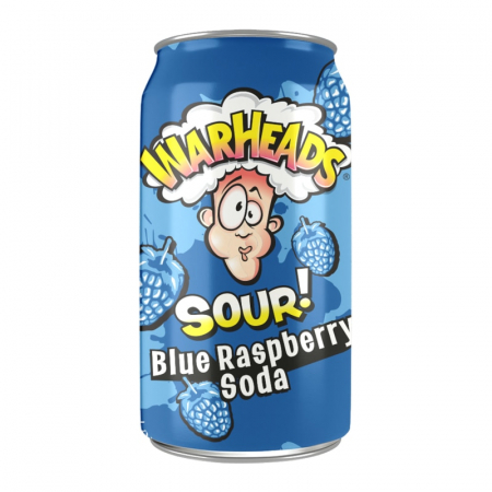 SUCURI / BAUTURI - Warheads Sour Blue Raspberry Soda, bautura carbogazoasa zmeura albastra, 330 ml