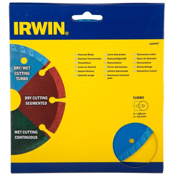 Disc turbo taiere fina materiale constructii 180 mm 22.2 IRWIN [2]