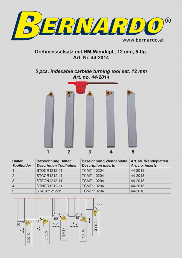 Set cutite de strunjire cu placute interschimbabile HM 12 mm, 5 buc. [4]