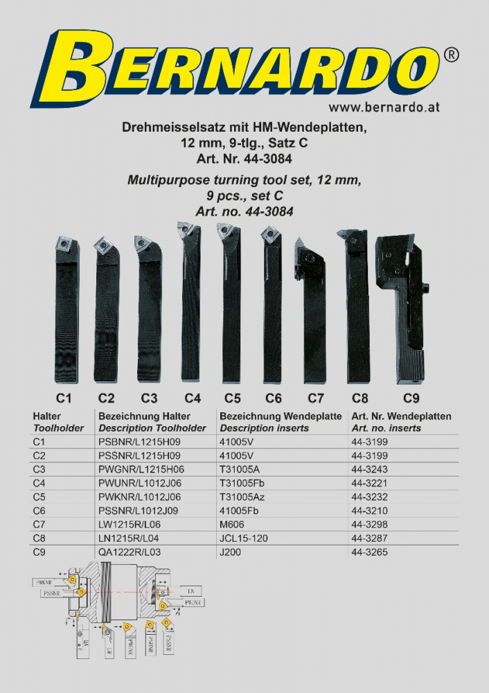 Set cutite de strunjire cu placute interschimbabile HM, 12 mm, set C [3]