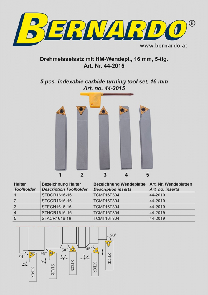 Set cutite de strunjire cu placute interschimbabile HM 16 mm, 5 buc. [4]