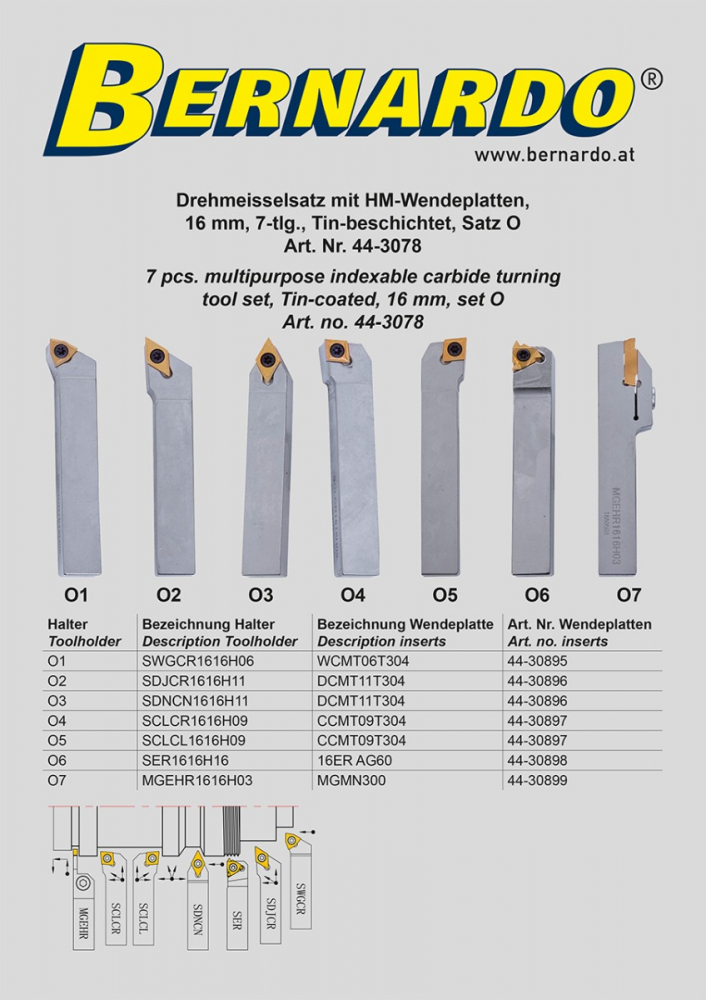 Set cutite de strunjire cu placute interschimbabile HM, 16 mm, set O [4]
