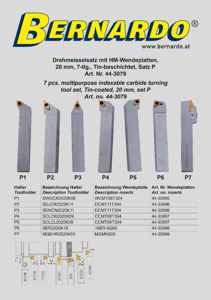 Set cutite de strunjire cu placute interschimbabile HM, 20 mm, set P [4]