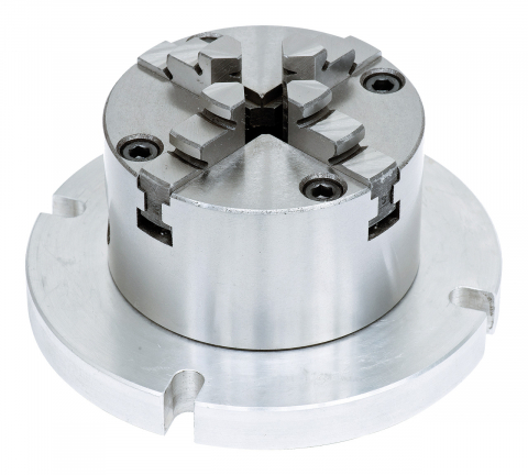 Mese rotative / mese inclinabile / Etape XY - Mandrina cu 4 bacuri, diam 80 mm, cu placa de fixare, diam 125 mm