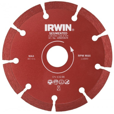 Scule IRWIN - Disc diamantat laser segmentat 115 mm/22.2 mm IRWIN