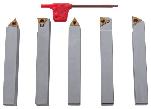 Seturi de unelte pentru strungarie - Set cutite de strunjire cu placute interschimbabile HM 12 mm, 5 buc.