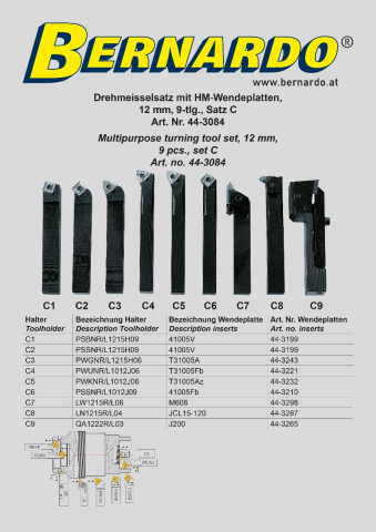 Set cutite de strunjire cu placute interschimbabile HM, 12 mm, set C [2]