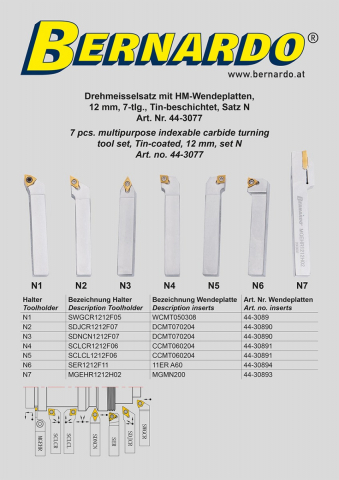 Set cutite de strunjire cu placute interschimbabile HM, 12 mm, set N [4]