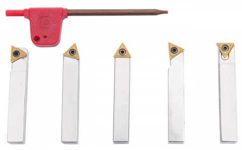 Seturi de unelte pentru strungarie - Set cutite de strunjire cu placute interschimbabile HM 8 mm, 5 buc.