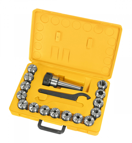 Dispozitive de prindere pentru unelte - Set mandrina de prindere cu bucse ER 40 pentru frezare | MK 4 | 3 - 25 mm | 16 piese