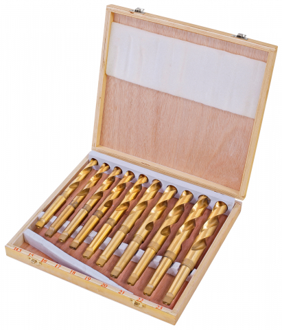 Set burghie elicoidale HSS acoperite cu TiN, cu con Morse, Set A [1]