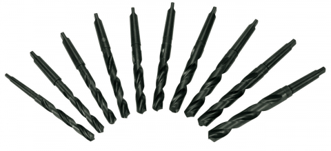 Instrumente de găurit - Set burghie elicoidale HSS acoperite cu TiN, cu con Morse, Set C