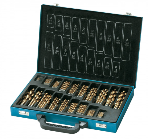 Instrumente de găurit - Set burghie elicoidale HSS placate TiN, 170 piese