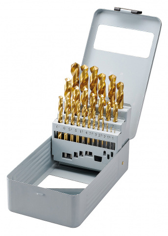 Instrumente de găurit - Set burghie elicoidale HSS placate TiN, 25 piese