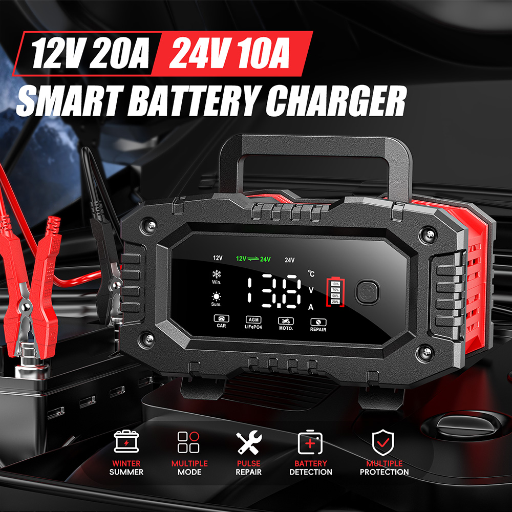 Redresor Inteligent FOXSUR FPT-200 12V 24V Auto Moto si LiFePO4