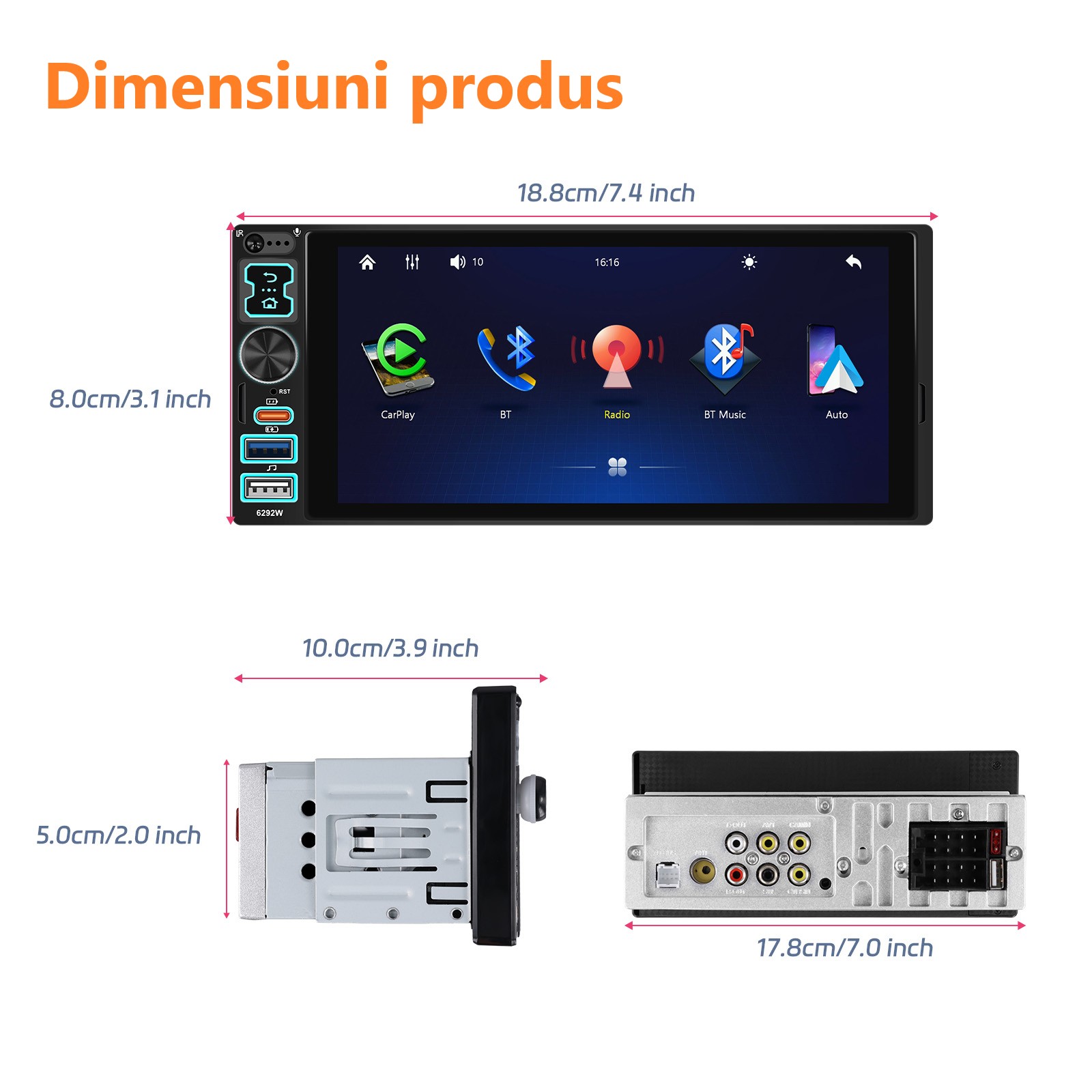 Dimensiuni Player 1DIN