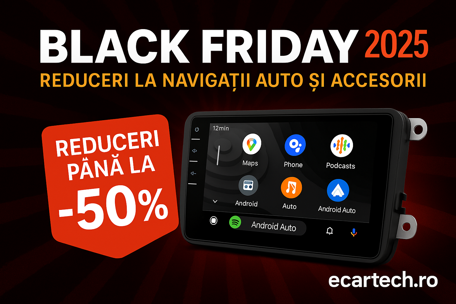 Black Friday 2025 la ecartech.ro: Reduceri uriașe la navigații auto, accesorii și electrice pentru mașina ta