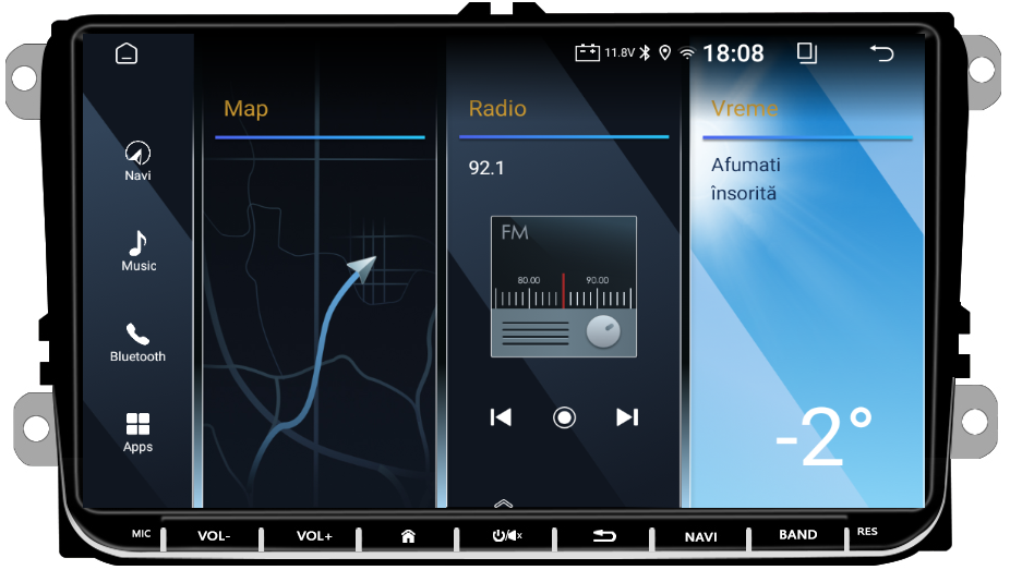 Interfață navigație auto Android ecartech