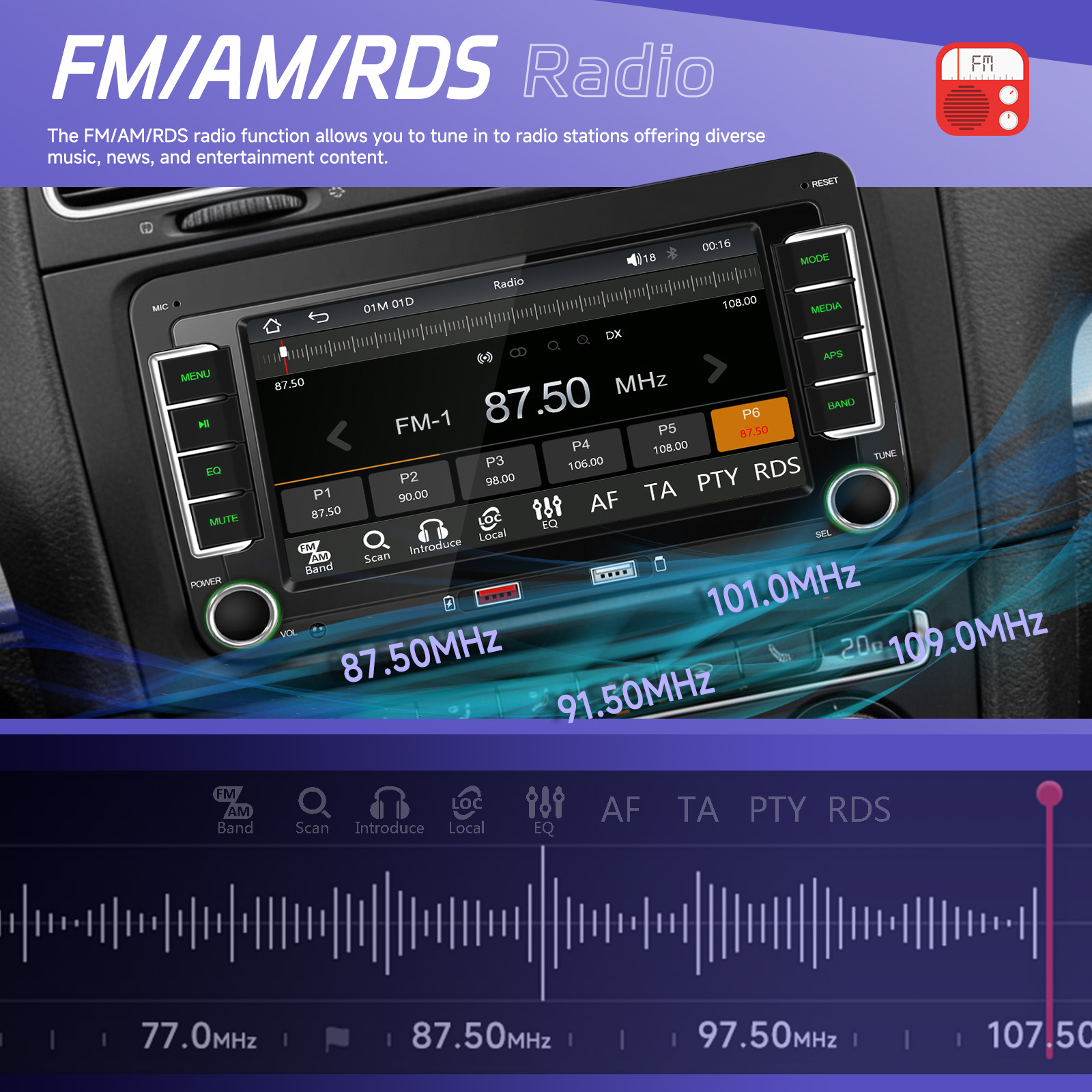 Radio FM AM RDS navigatie dedicata VW