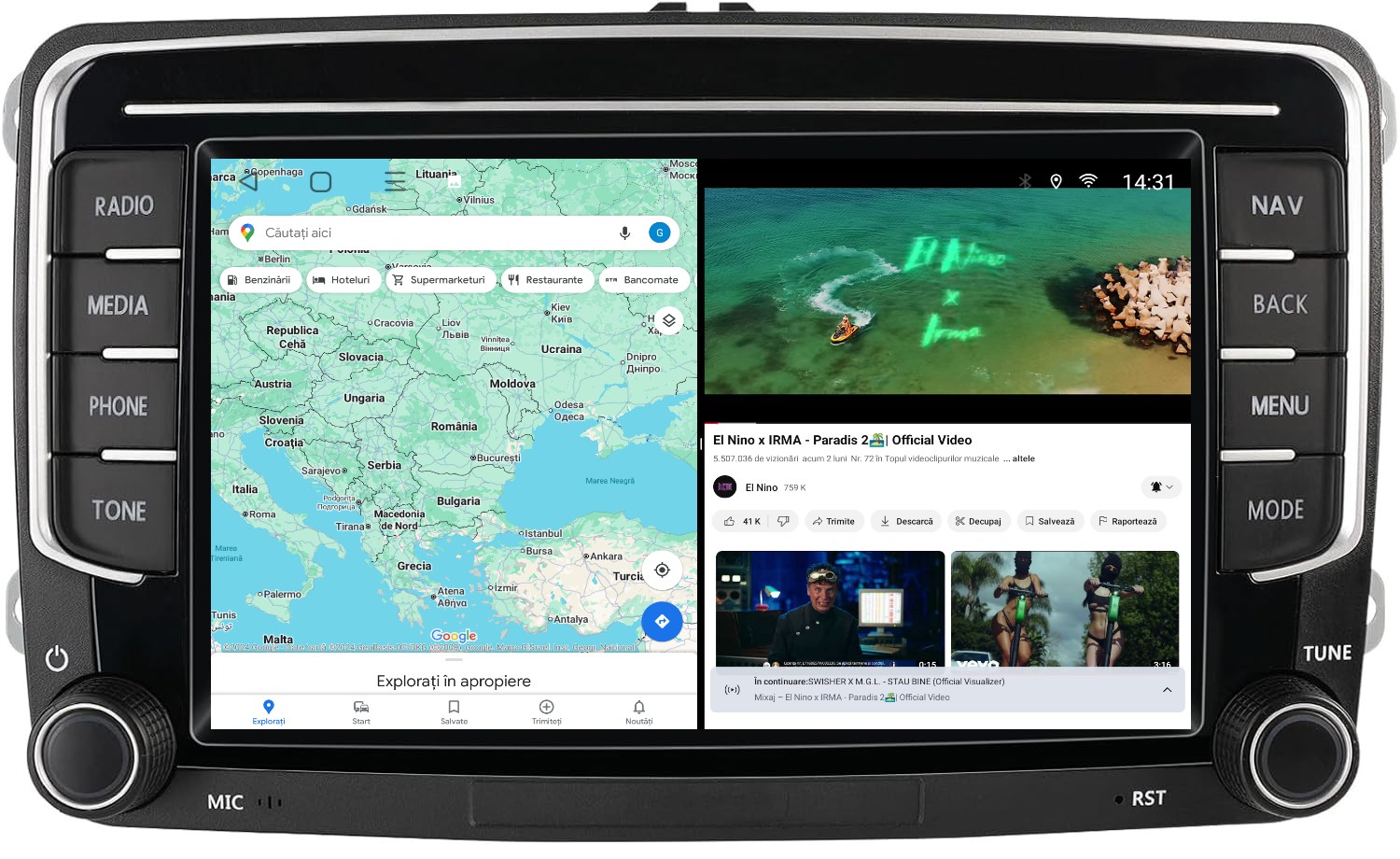 Funcție Split Screen pentru navigație auto Android