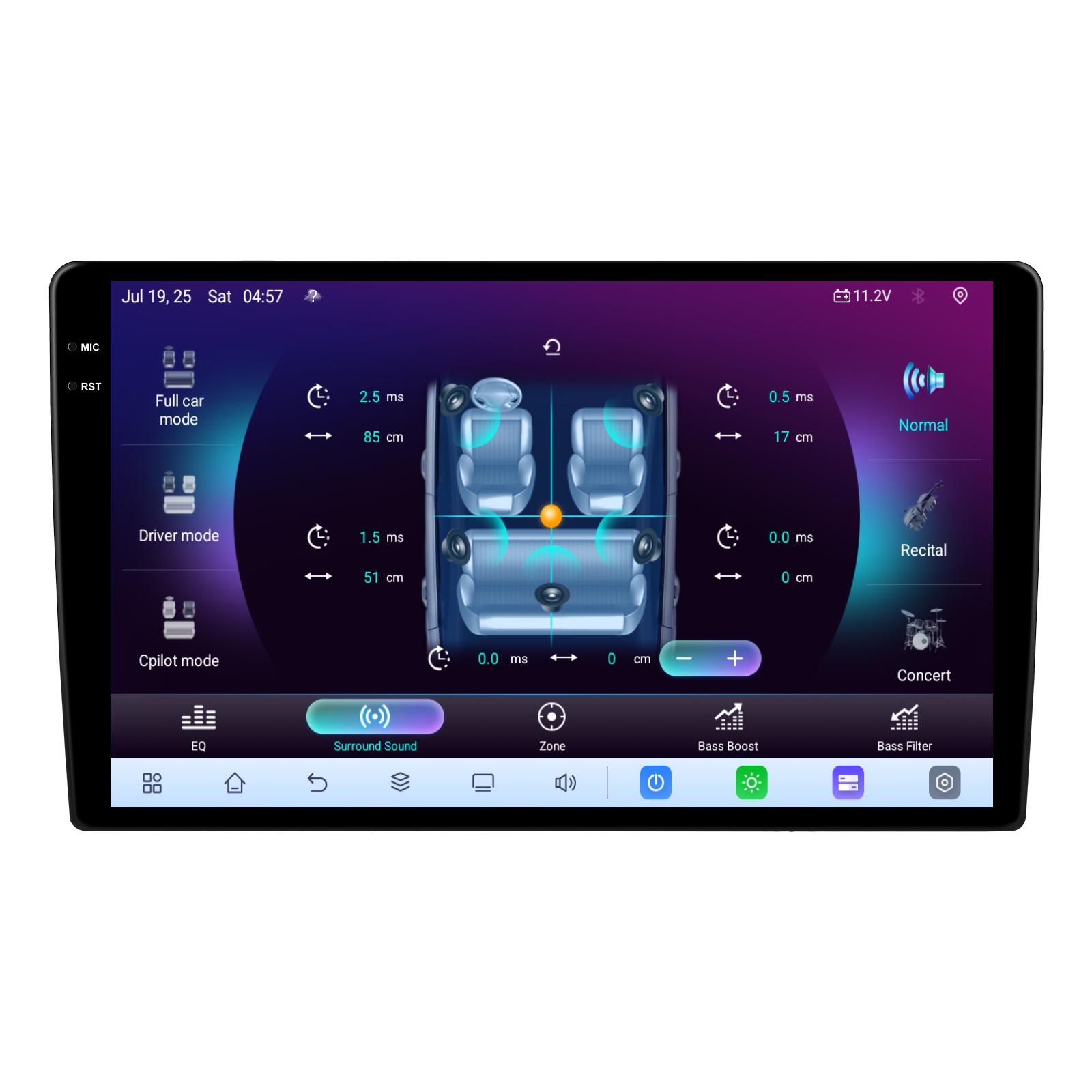 Meniu egalizator audio DSP navigatie dedicata