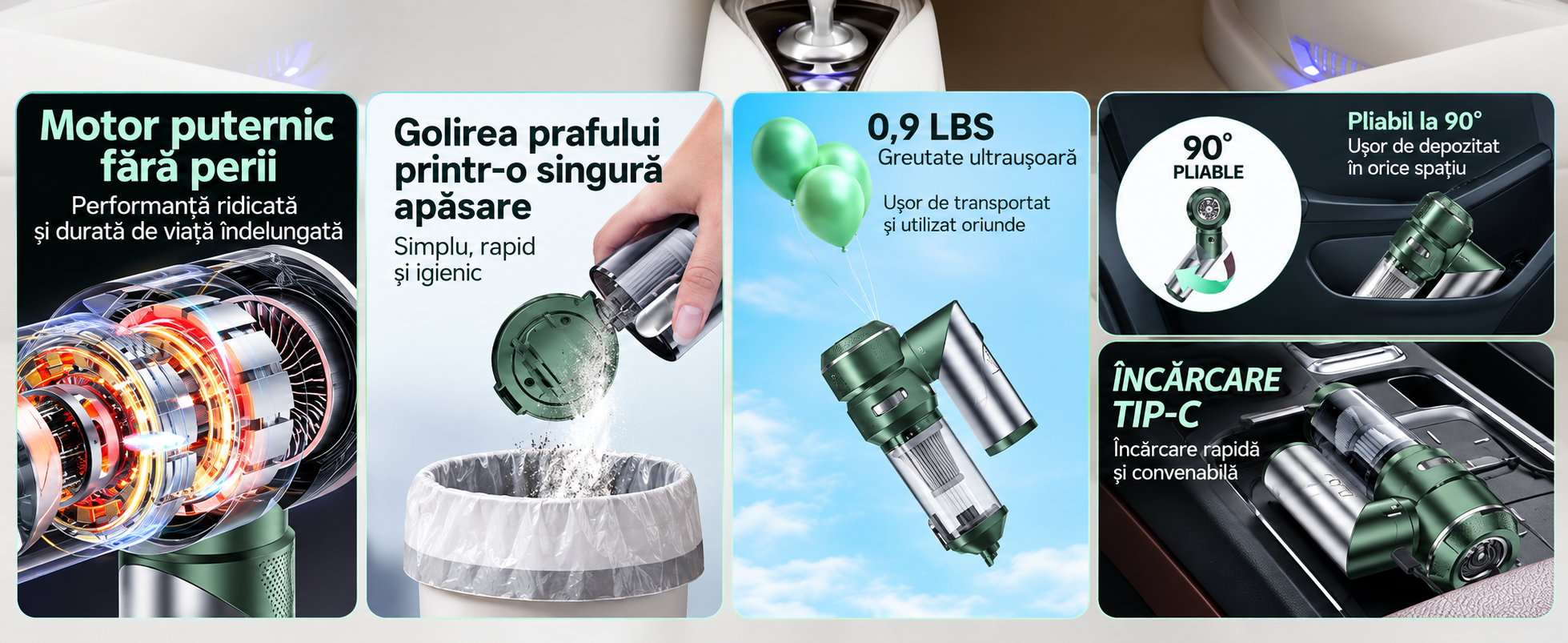 Aspirator multifunctional eCarTech 4 in 1 aspirare suflare umflare vidare