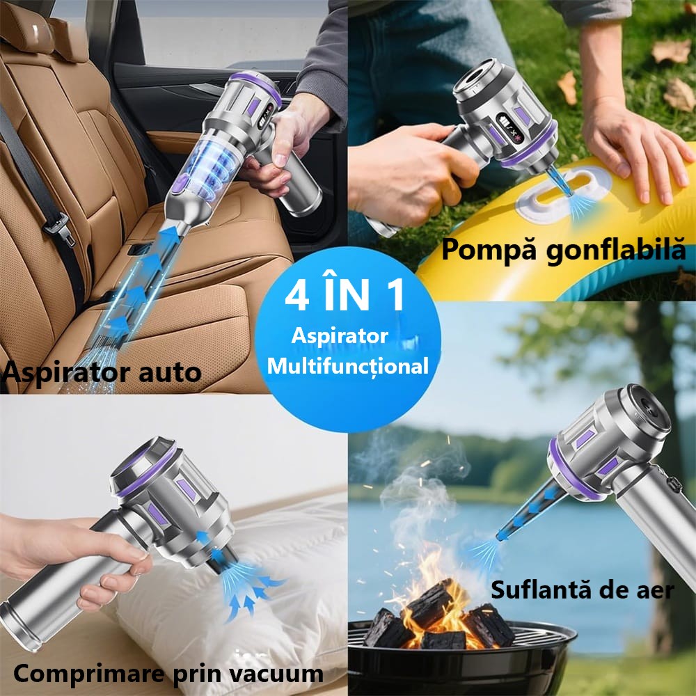 Functii 4 in 1 aspirator auto