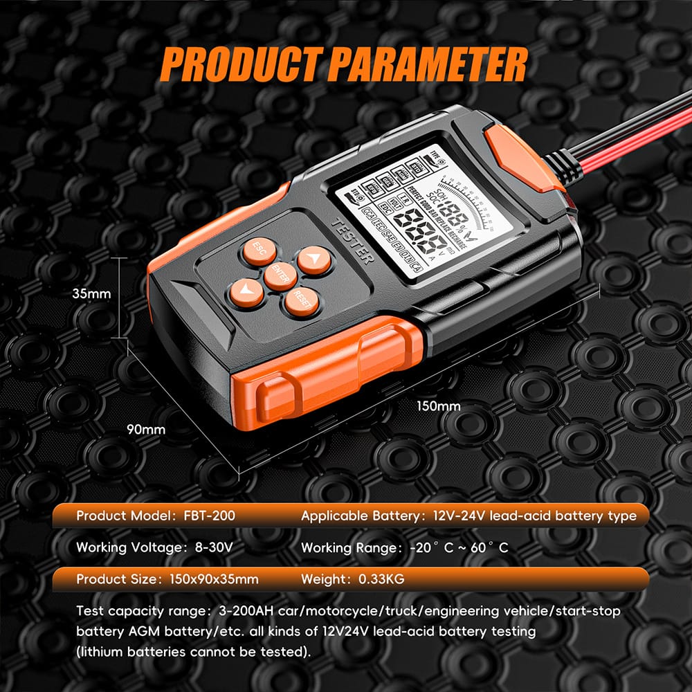 Afisaj digital tester baterie auto tensiune SOC SOH