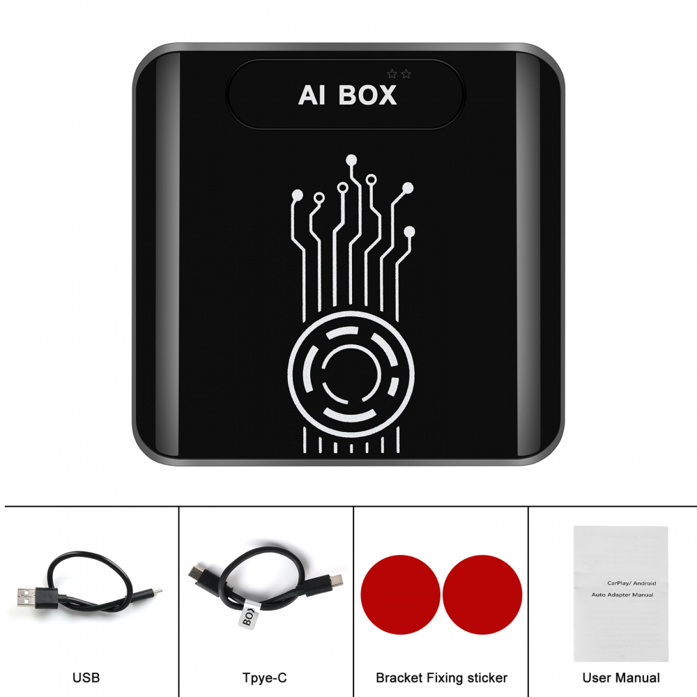 Adaptor AI BOX CarPlay & Android Auto, cu Android, 4GB RAM + 64GB ROM. Transformă conexiunea USB în conexiune wireless. Instalare rapidă, Plug & Play. [4]