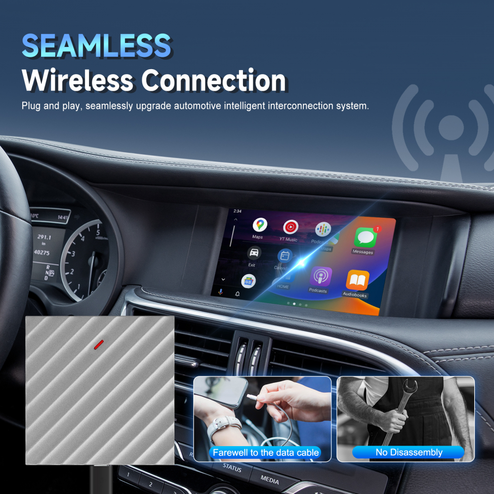 Adaptor universal, AI Box Android 12.0 cu Wireless CarPlay și Android Auto, 2GB RAM+16GB ROM, Wi-Fi Dual-Band, Suport TF Card și AirPlay [14]