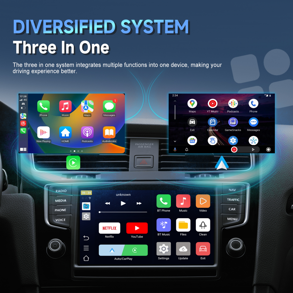 Adaptor universal, AI Box Android 12.0 cu Wireless CarPlay și Android Auto, 2GB RAM+16GB ROM, Wi-Fi Dual-Band, Suport TF Card și AirPlay [3]