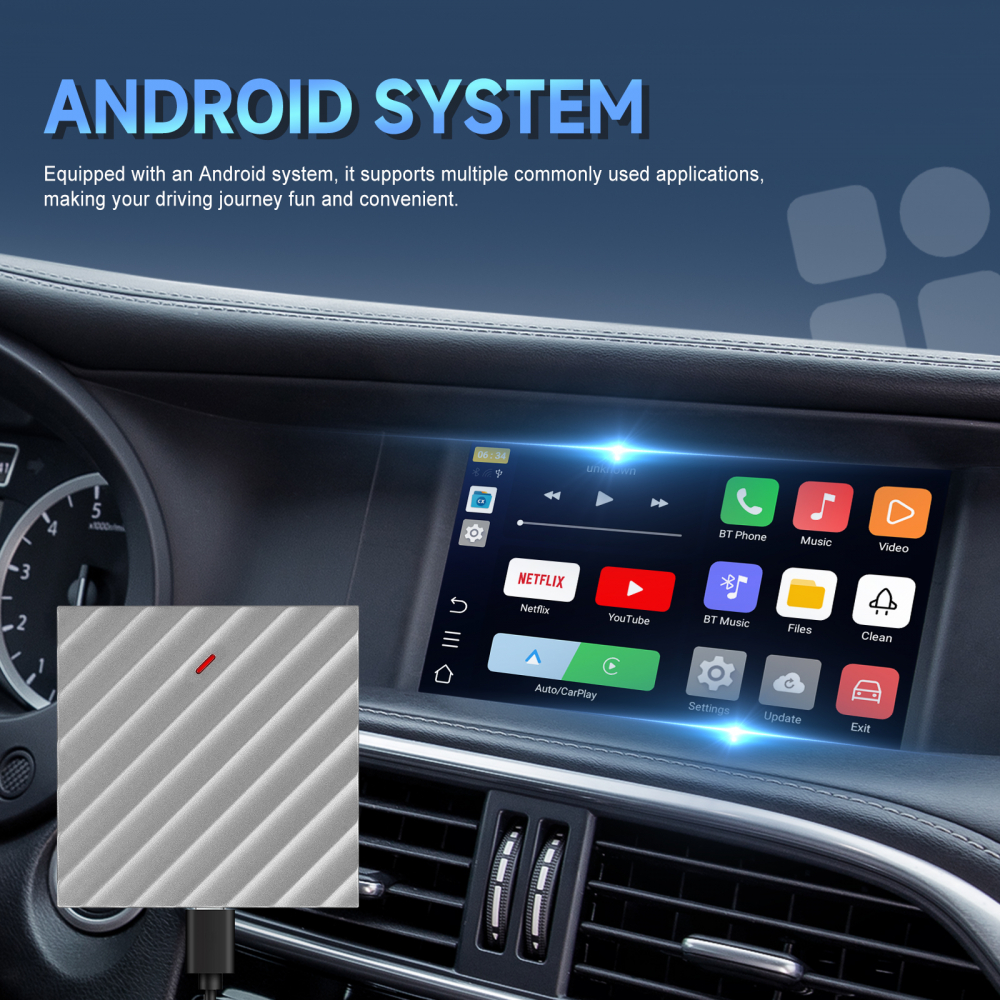 Adaptor universal, AI Box Android 12.0 cu Wireless CarPlay și Android Auto, 2GB RAM+16GB ROM, Wi-Fi Dual-Band, Suport TF Card și AirPlay [4]