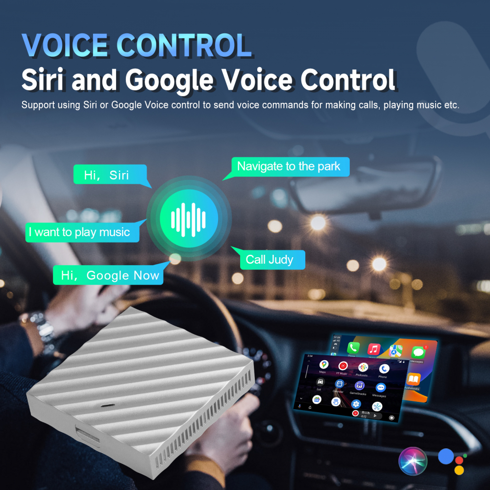 Adaptor universal, AI Box Android 12.0 cu Wireless CarPlay și Android Auto, 2GB RAM+16GB ROM, Wi-Fi Dual-Band, Suport TF Card și AirPlay [16]
