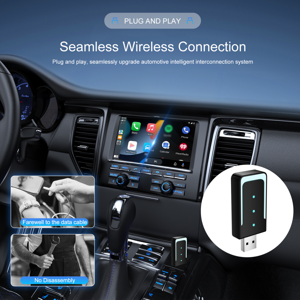Adaptor USB A/C CarPlay & Android Auto Wireless – Transformă conexiunea cu cablu în conexiune wireless, Plug & Play [7]
