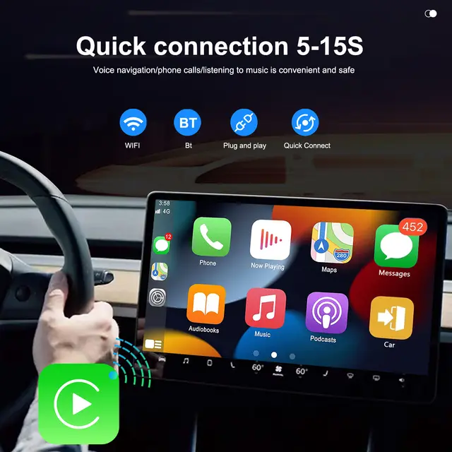 Adaptor Wireless CarPlay pentru Mașină - Transformă CarPlay cu Fir în Wireless | Compatibil cu Peste 600 Modele Auto | Conexiune Rapidă și Stabilă 5GHz WiFi" [2]
