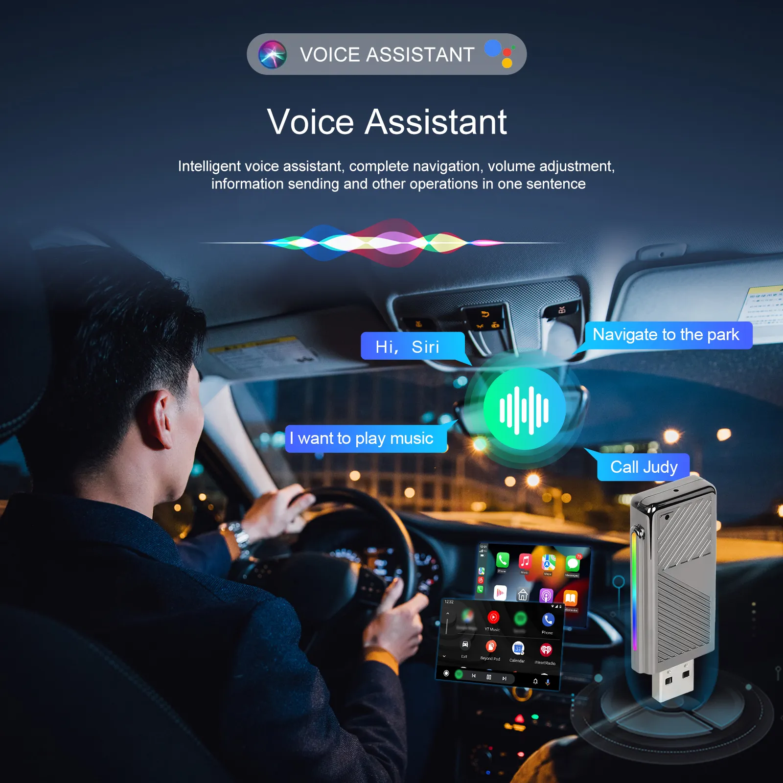 Adaptor Wireless CarPlay si Android Auto pentru Mașină - Transformă CarPlay si Android Auto cu Fir în Wireless | Compatibil cu Peste 600 Modele Auto | Conexiune Rapidă și Stabilă 5GHz WiFi [8]