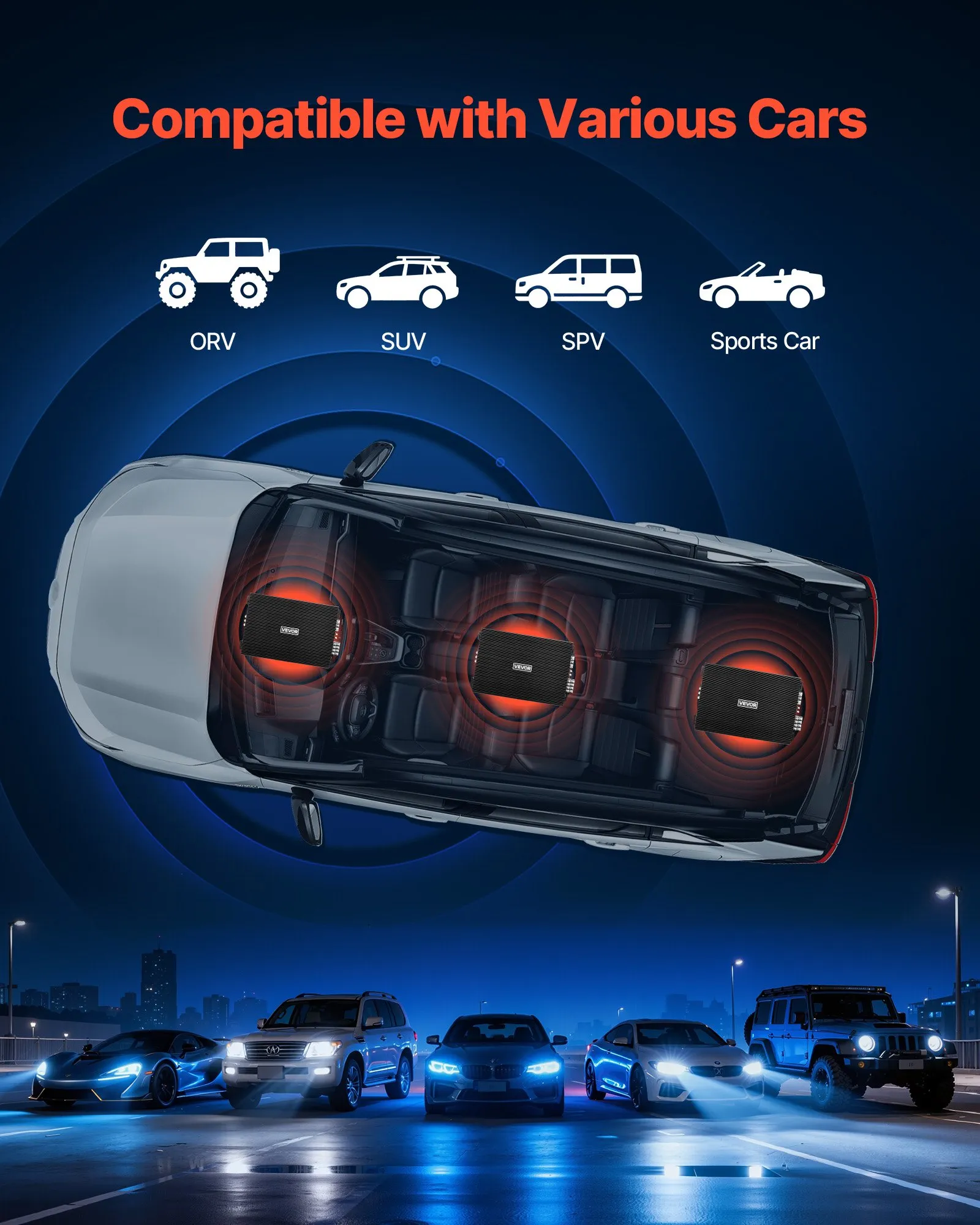Amplificator audio auto, amplificator auto cu 4 canale, amplificator stereo multicanal clasa AB, max. 4 x 200W la 4 ohmi / 4 x 400W la 2 ohmi, putere mare, pentru SUV-uri, camionete și vehicule off-ro [3]