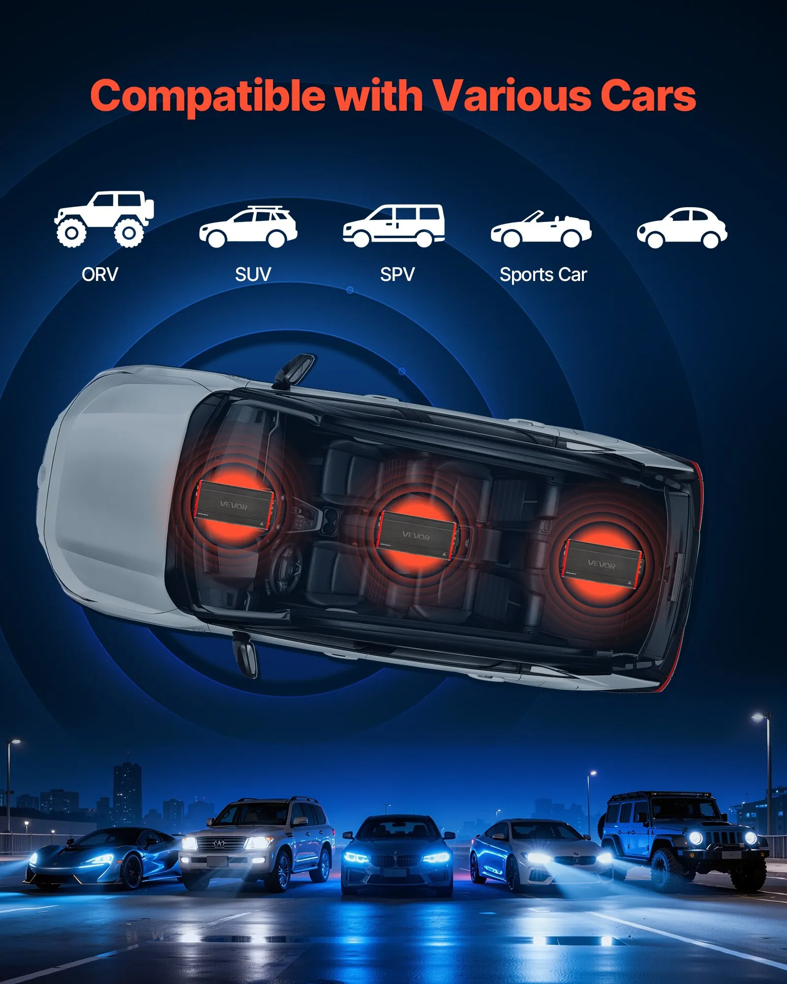 Amplificator audio auto, amplificator auto cu 4 canale, amplificator stereo multicanal clasa D, max. 4 x 272W la 4 ohmi / 4 x 400W la 2 ohmi, putere mare, pentru SUV-uri, camionete și vehicule off-roa [5]