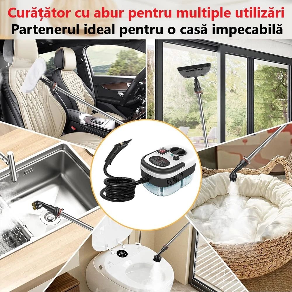 Aparat de curățare cu abur 2500W, 3 BAR, rezervor 1.2L, 6 trepte de reglaj, încălzire rapidă 10-15 secunde [5]