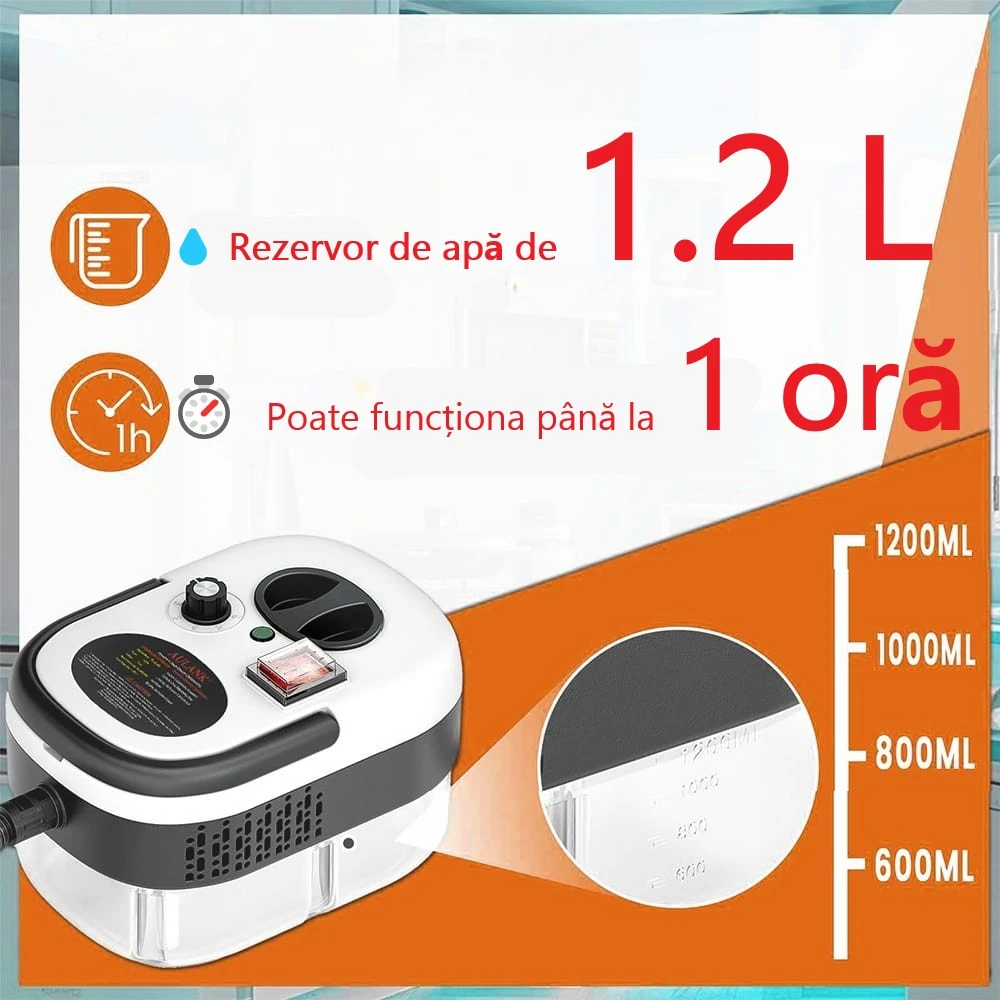 Aparat de curățare cu abur 2500W, 3 BAR, rezervor 1.2L, 6 trepte de reglaj, încălzire rapidă 10-15 secunde [3]