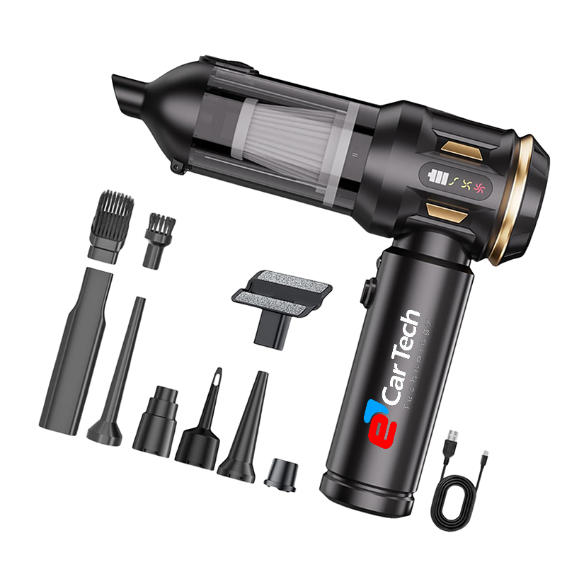 Aspirator auto cu Acumulator 6000 mAh Li-ion, 4 IN 1, 18000PA, 3 viteze 120W Power, culoare Negru-Gold [4]