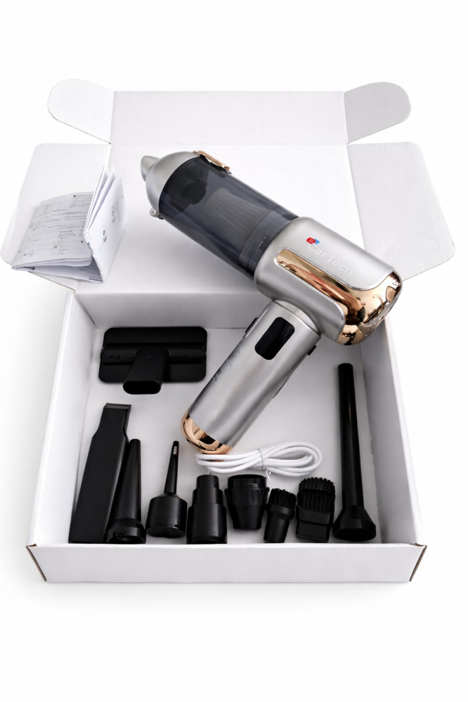 Aspirator Auto Portabil 4 în 1, Fără Fir, Motor Brushless 80.000 RPM, Display LCD, 3 Trepte de Viteză, Reîncărcabil [2]