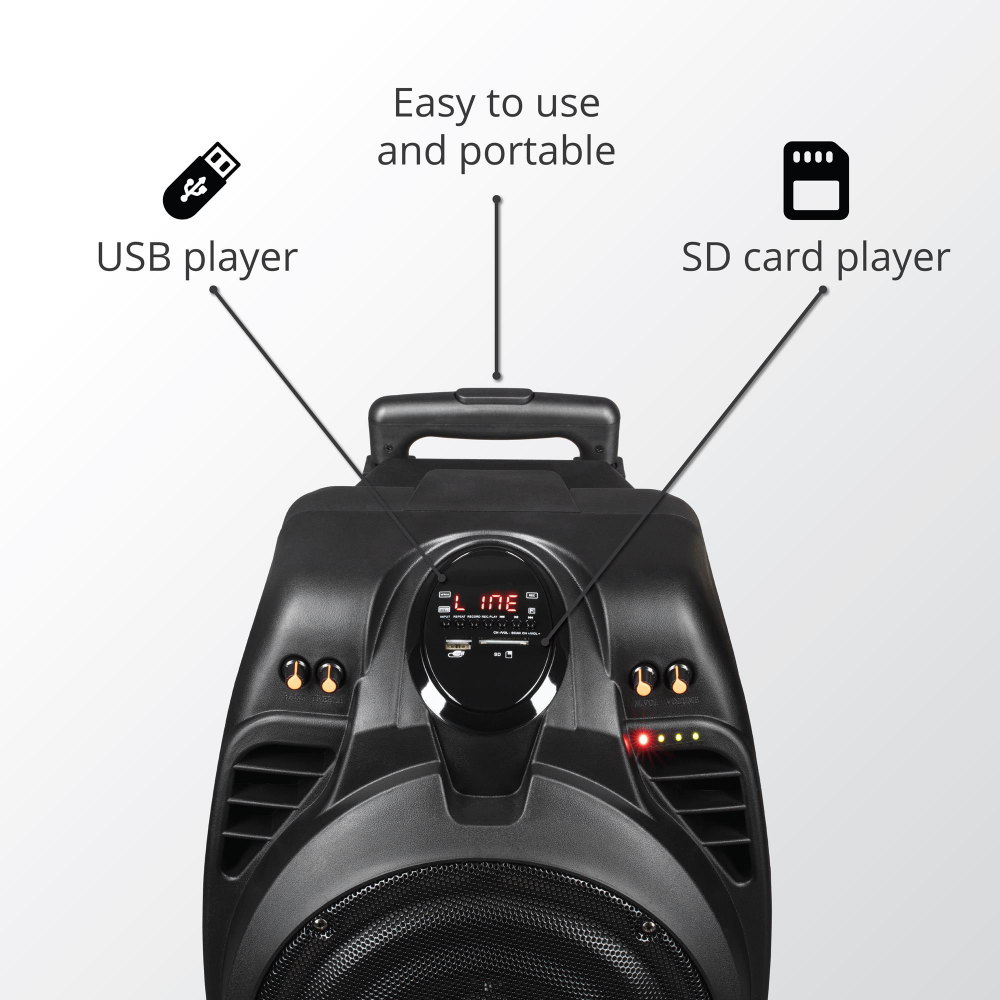 Boxă Activă Portabilă Akai SS023A‑X10 – Party Troller 50 W Bluetooth & Karaoke [3]