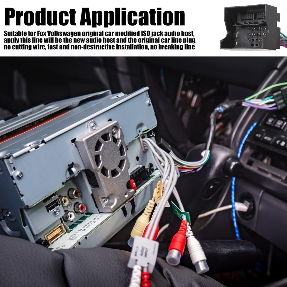 Cablu Adaptor ISO pentru Navigație/Radio Auto, Conector Universal 16 Pini, Compatibil cu VW Golf/Passat, Ford Fiesta/Focus, BMW, Jetta [4]