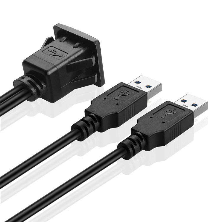 Cablu Prelungitor Dual USB 3.0 Panel Flush Mount, Pătrat, pentru Bord Auto, Barcă sau Motocicletă, 1m [3]