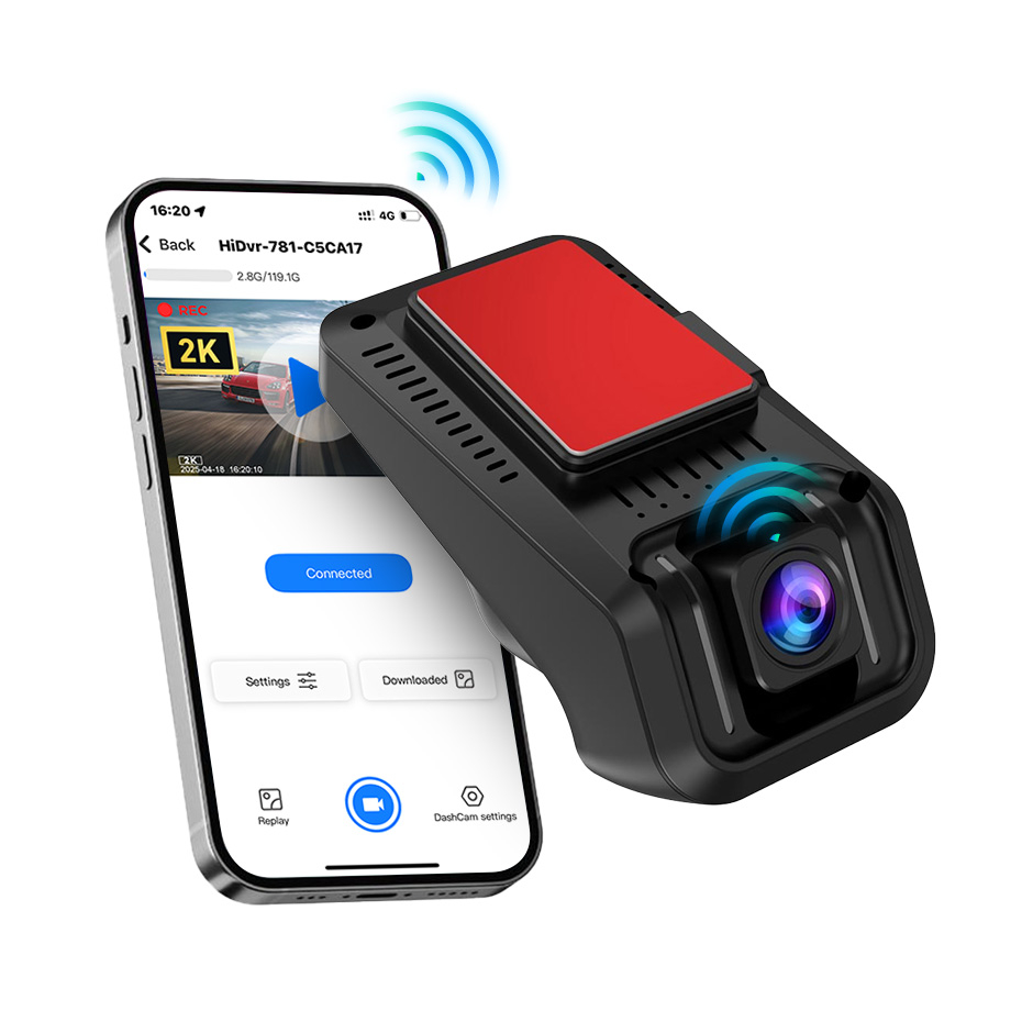 Cameră Auto DVR 2K cu Wi-Fi – Monitorizare 24/7, Viziune Nocturnă, G-Senzor și Înregistrare în Buclă [1]