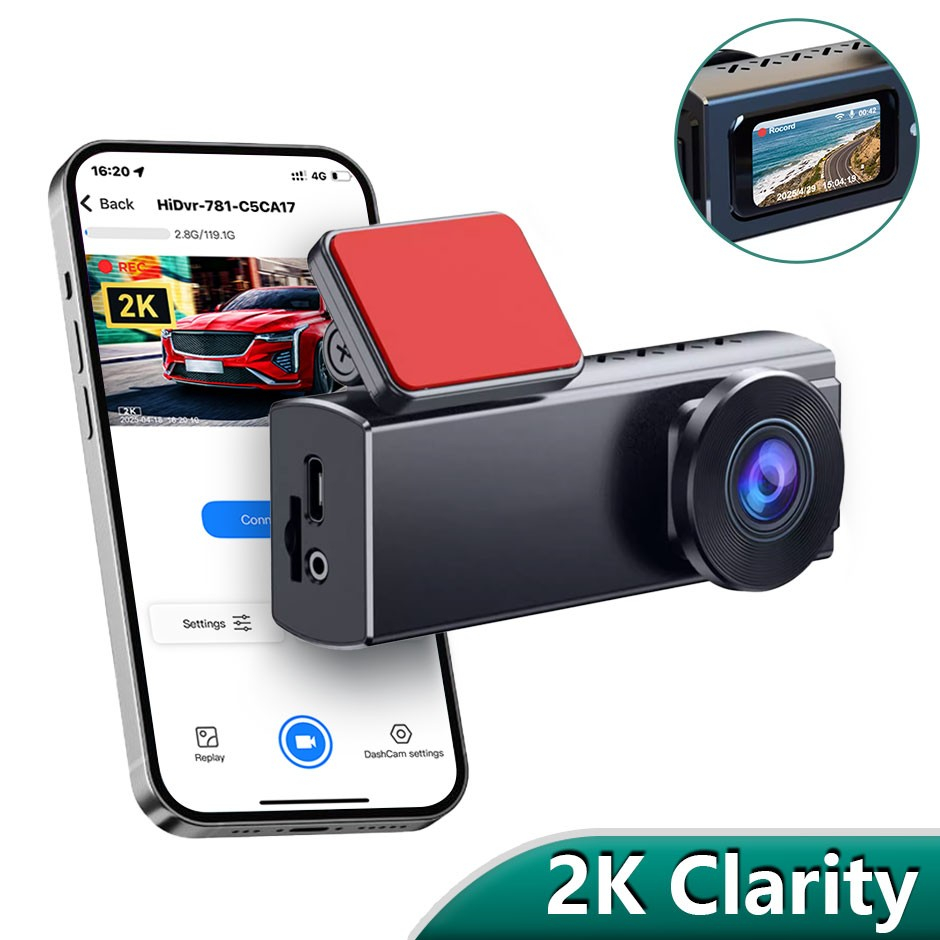 Cameră Auto DVR 2K Ultra HD – WiFi 5GHz, Viziune Nocturnă, G-Senzor, Control Vocal, unghi 170° [10]