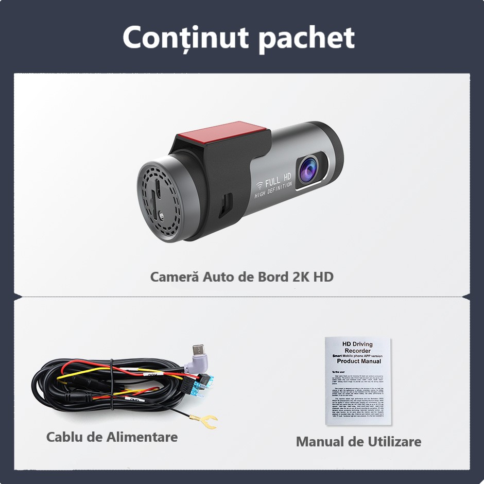 Cameră Auto DVR 2K WiFi cu Viziune Nocturnă, G-Sensor, Monitorizare Parcare 24H – Control prin Aplicație [11]